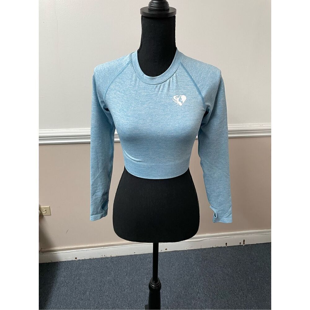 NWT Women’s Best Move Seamless Long Sleeve Crop Top- Blue Marl Size Small